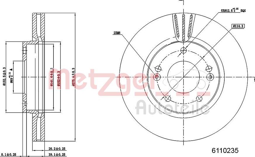 Metzger 6110235 - Гальмівний диск autozip.com.ua