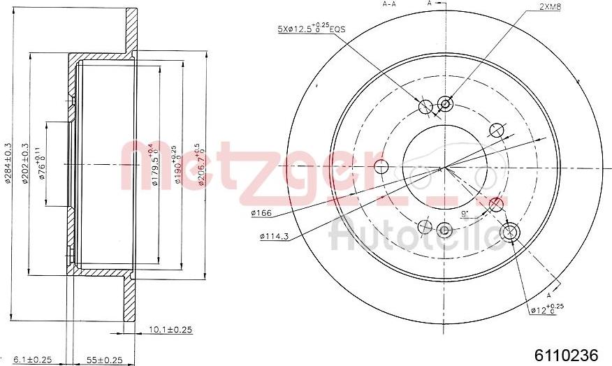 Metzger 6110236 - Гальмівний диск autozip.com.ua