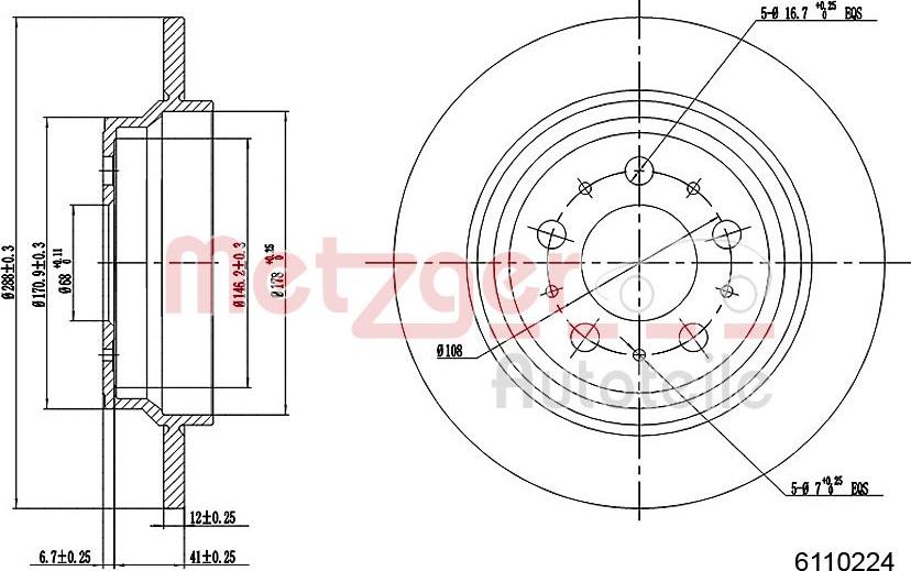 Metzger 6110224 - Гальмівний диск autozip.com.ua