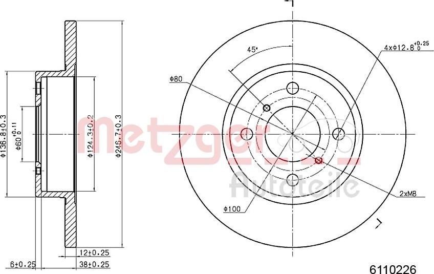 Metzger 6110226 - Гальмівний диск autozip.com.ua