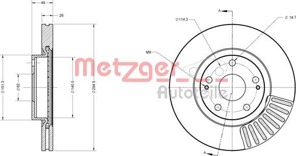 Metzger 6110276 - Гальмівний диск autozip.com.ua