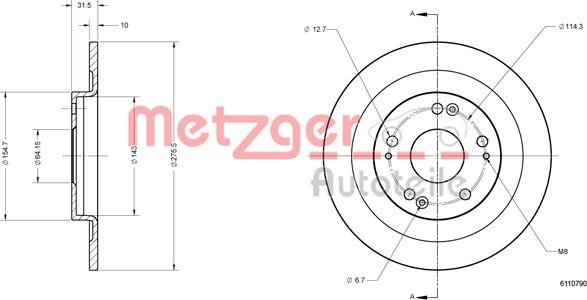 Metzger 6110790 - Гальмівний диск autozip.com.ua