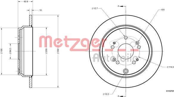 Metzger 6110791 - Гальмівний диск autozip.com.ua