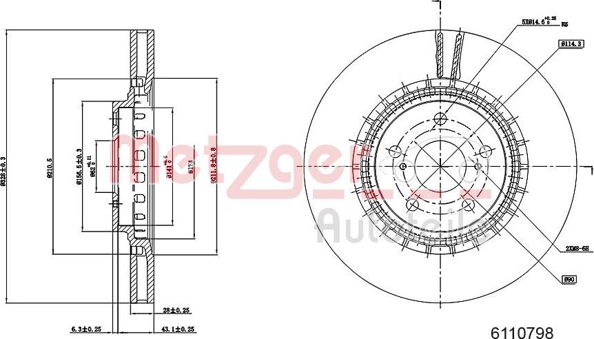 Metzger 6110798 - Гальмівний диск autozip.com.ua