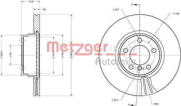 Metzger 6110743 - Гальмівний диск autozip.com.ua