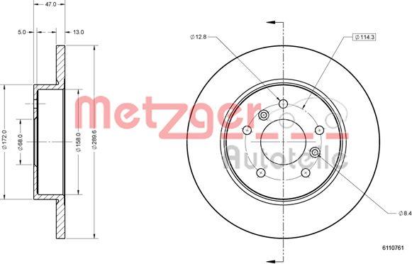 Metzger 6110761 - Гальмівний диск autozip.com.ua