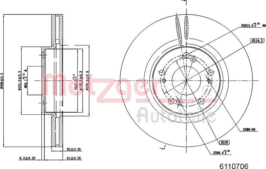 Metzger 6110706 - Гальмівний диск autozip.com.ua