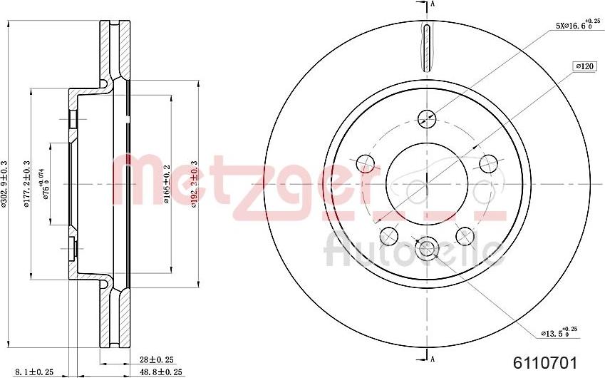 Metzger 6110701 - Гальмівний диск autozip.com.ua