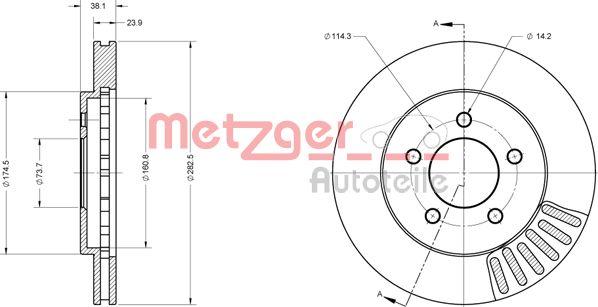 Metzger 6110708 - Гальмівний диск autozip.com.ua