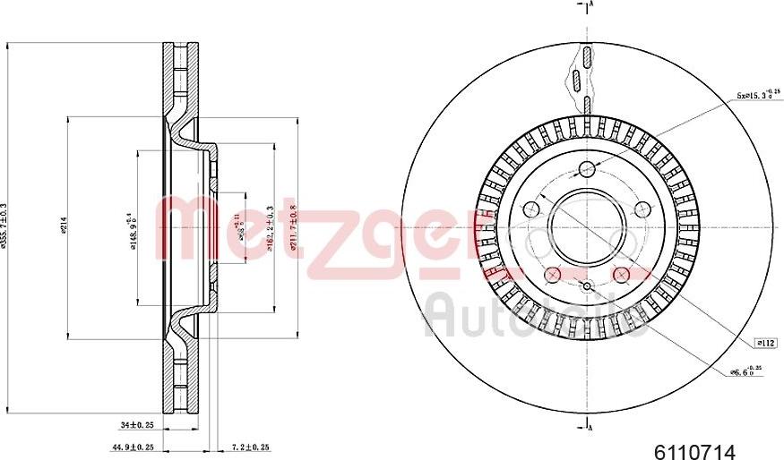 Metzger 6110714 - Гальмівний диск autozip.com.ua