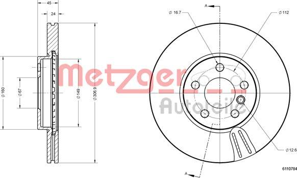 Metzger 6110784 - Гальмівний диск autozip.com.ua