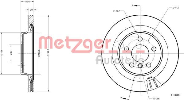 Metzger 6110786 - Гальмівний диск autozip.com.ua