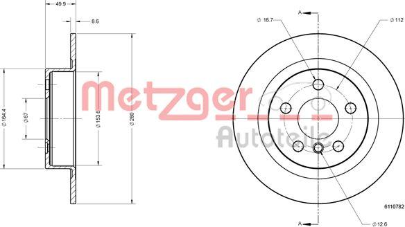 Metzger 6110782 - Гальмівний диск autozip.com.ua