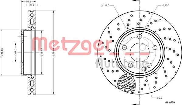 Metzger 6110735 - Гальмівний диск autozip.com.ua