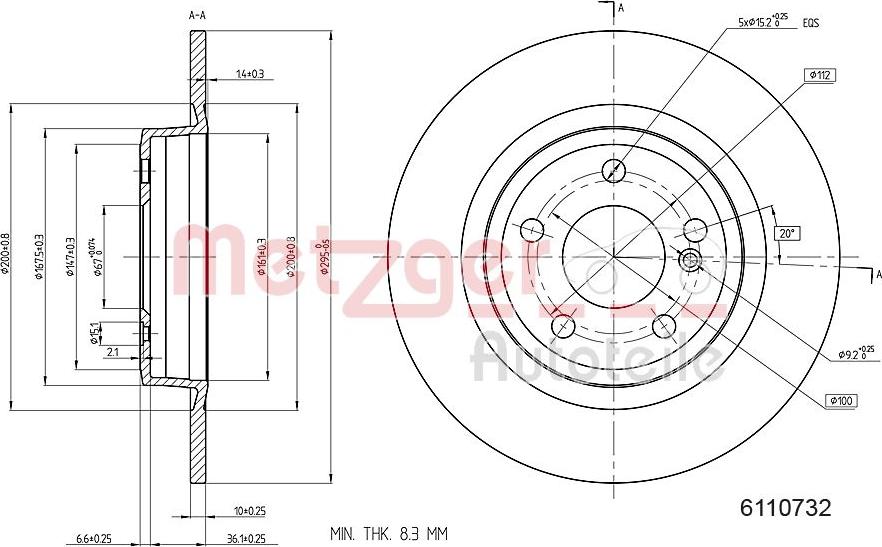 Metzger 6110732 - Гальмівний диск autozip.com.ua