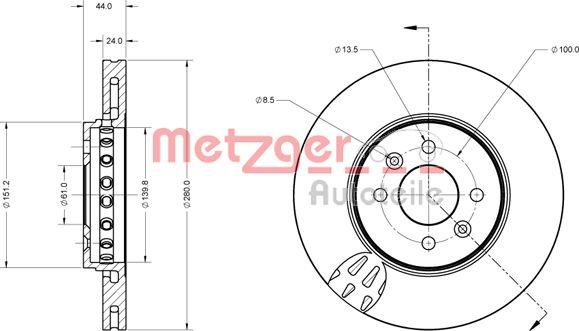 Metzger 6110729 - Гальмівний диск autozip.com.ua