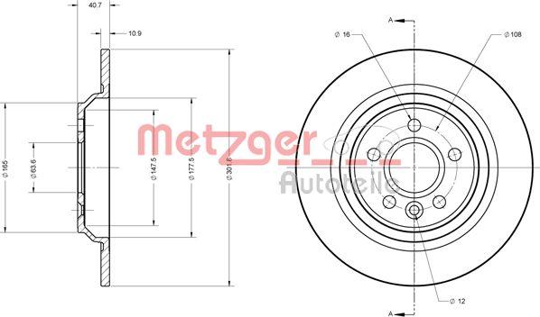 Metzger 6110728 - Гальмівний диск autozip.com.ua