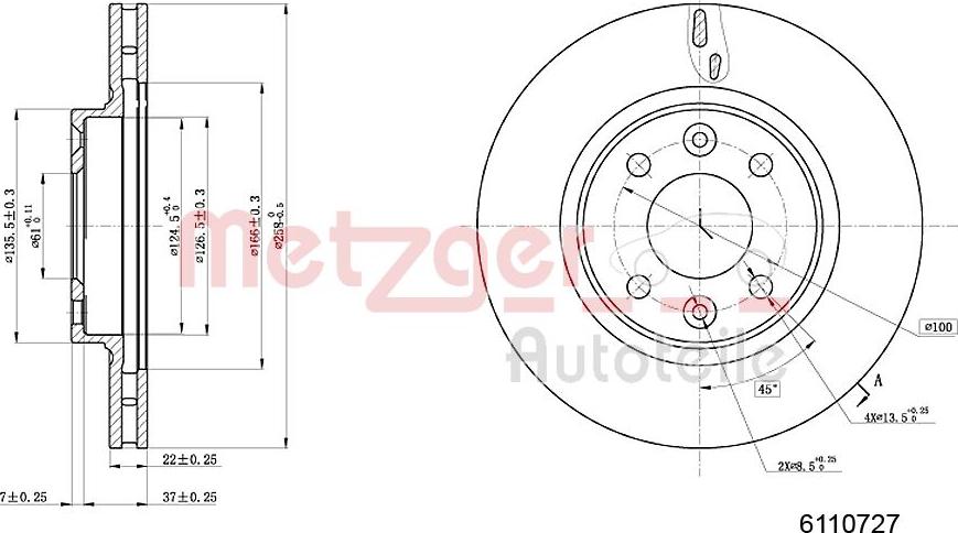 Metzger 6110727 - Гальмівний диск autozip.com.ua