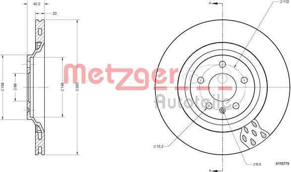 Metzger 6110779 - Гальмівний диск autozip.com.ua