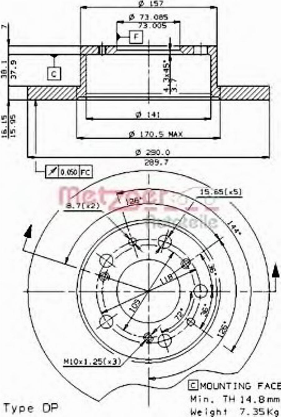 Metzger 14081 E - Гальмівний диск autozip.com.ua