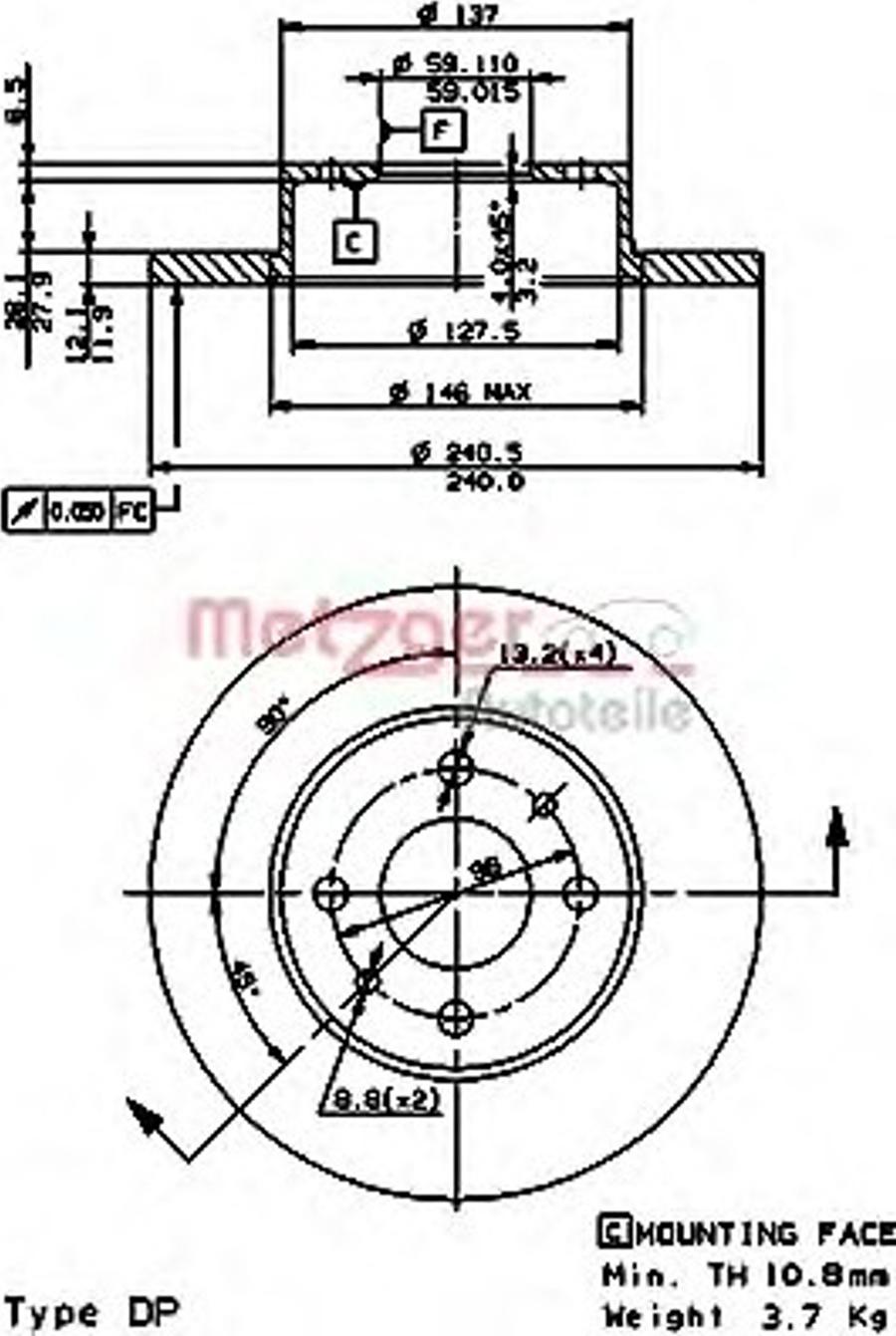 Metzger 14120E - Гальмівний диск autozip.com.ua