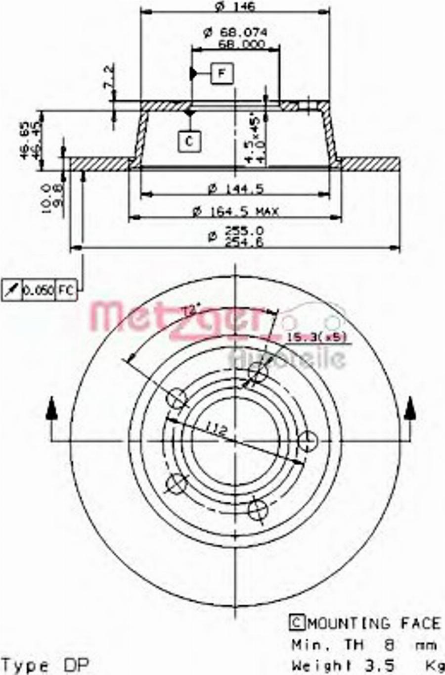 Metzger 14844V - Гальмівний диск autozip.com.ua