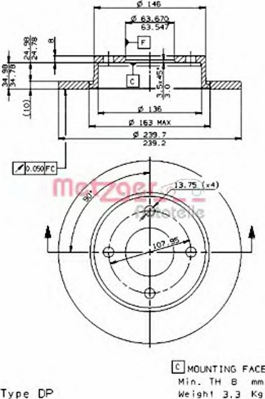 Metzger 14223E - Гальмівний диск autozip.com.ua