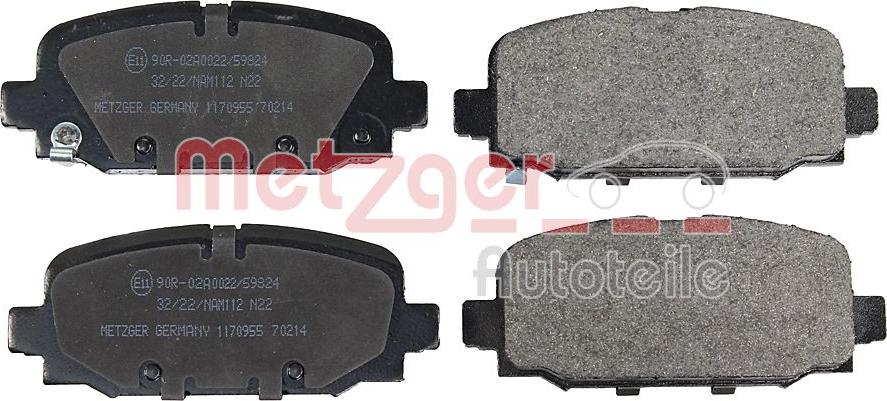 Metzger 1170955 - Гальмівні колодки, дискові гальма autozip.com.ua