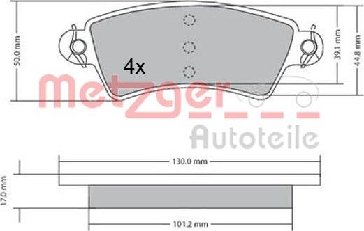 Metzger 1170499 - Гальмівні колодки, дискові гальма autozip.com.ua