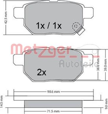 Metzger 1170444 - Гальмівні колодки, дискові гальма autozip.com.ua