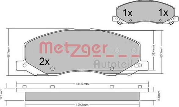 Metzger 1170468 - Гальмівні колодки, дискові гальма autozip.com.ua