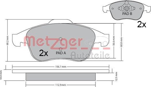 Metzger 1170409 - Гальмівні колодки, дискові гальма autozip.com.ua