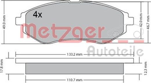 Metzger 1170404 - Гальмівні колодки, дискові гальма autozip.com.ua
