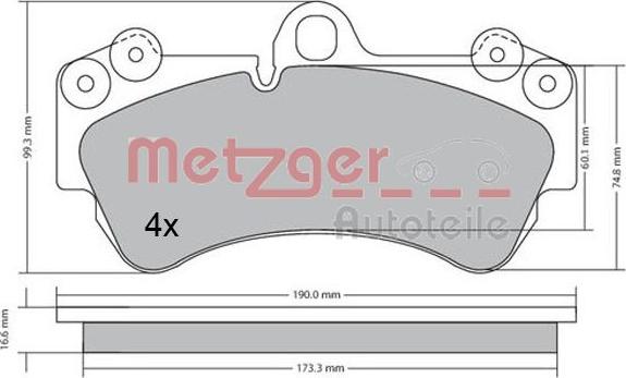 Metzger 1170405 - Гальмівні колодки, дискові гальма autozip.com.ua