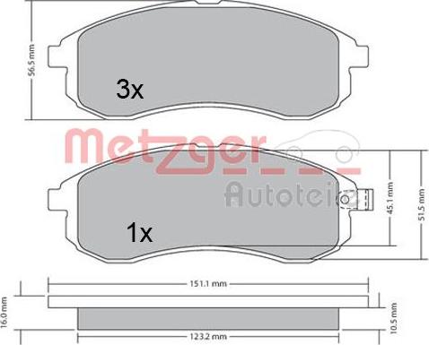 Metzger 1170406 - Гальмівні колодки, дискові гальма autozip.com.ua