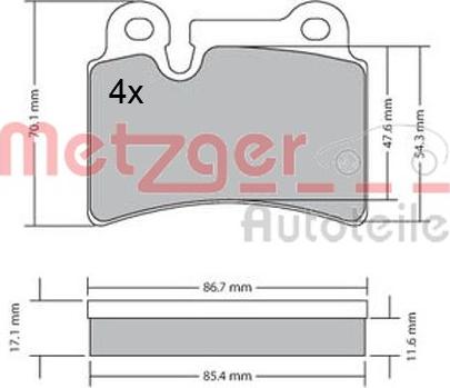 Metzger 1170408 - Гальмівні колодки, дискові гальма autozip.com.ua