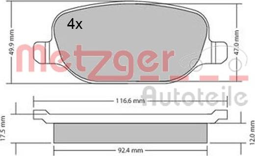 Metzger 1170403 - Гальмівні колодки, дискові гальма autozip.com.ua