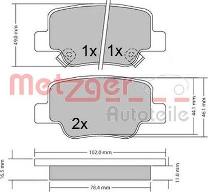 Metzger 1170410 - Гальмівні колодки, дискові гальма autozip.com.ua