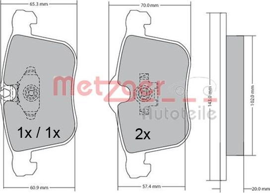 Metzger 1170481 - Гальмівні колодки, дискові гальма autozip.com.ua