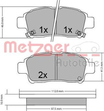 Metzger 1170436 - Гальмівні колодки, дискові гальма autozip.com.ua