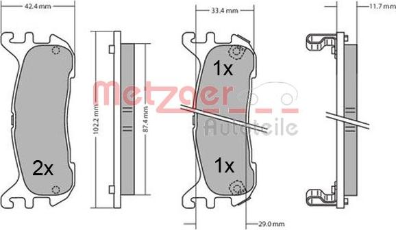 Metzger 1170431 - Гальмівні колодки, дискові гальма autozip.com.ua