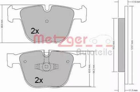 Metzger 1170421 - Гальмівні колодки, дискові гальма autozip.com.ua