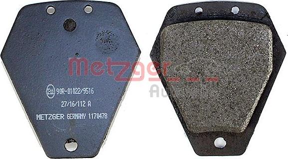 Metzger 1170478 - Гальмівні колодки, дискові гальма autozip.com.ua