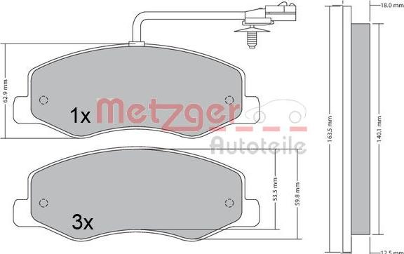 Metzger 1170595 - Гальмівні колодки, дискові гальма autozip.com.ua