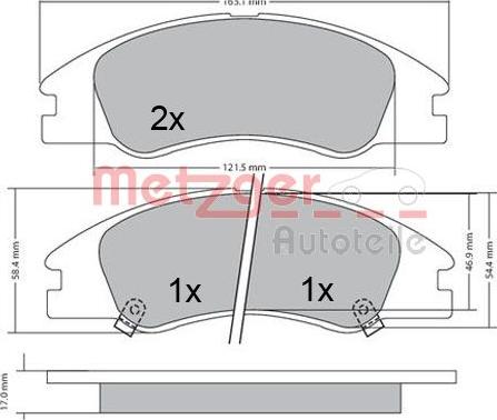 Metzger 1170540 - Гальмівні колодки, дискові гальма autozip.com.ua