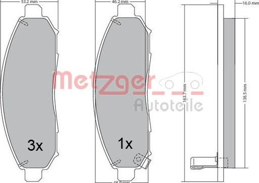 Metzger 1170541 - Гальмівні колодки, дискові гальма autozip.com.ua