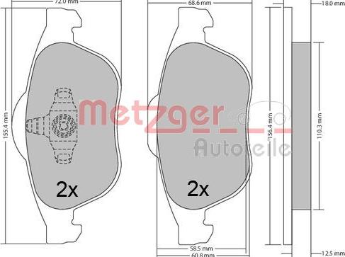 Metzger 1170556 - Гальмівні колодки, дискові гальма autozip.com.ua