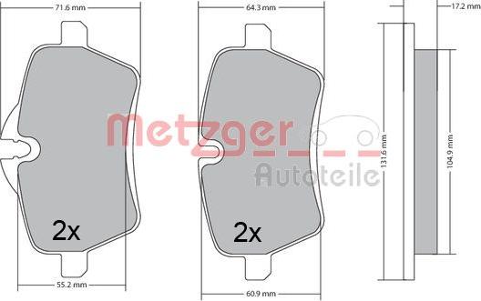 Metzger 1170561 - Гальмівні колодки, дискові гальма autozip.com.ua