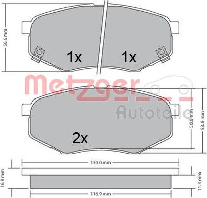 Metzger 1170524 - Гальмівні колодки, дискові гальма autozip.com.ua
