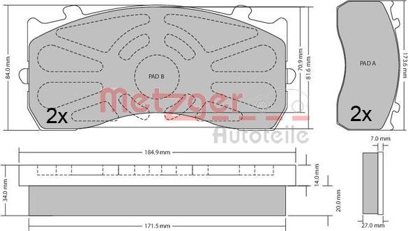 Metzger 1170525 - Гальмівні колодки, дискові гальма autozip.com.ua